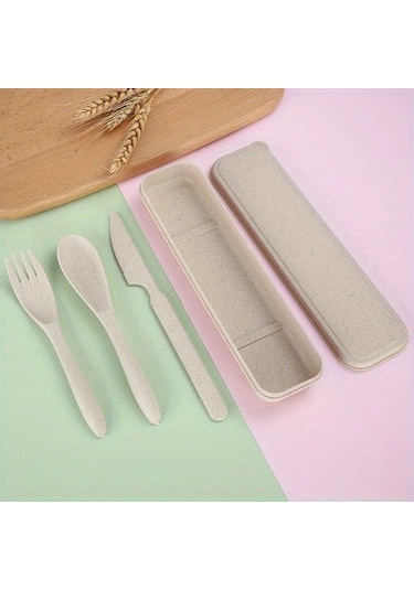 Honeybeeshop Mavi Çatal Kaşık Bıçak Seti 3ü 1 Arada Taşınabilir Kamp Ve Piknik Ürünleri Mavi