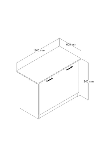 Umg Mobilya 120lik Benzila Ada Mutfak Siyah Kulplu, Mutfak Adası, Kahve Köşesi, Çok Amaçlı Dolap Beyaz