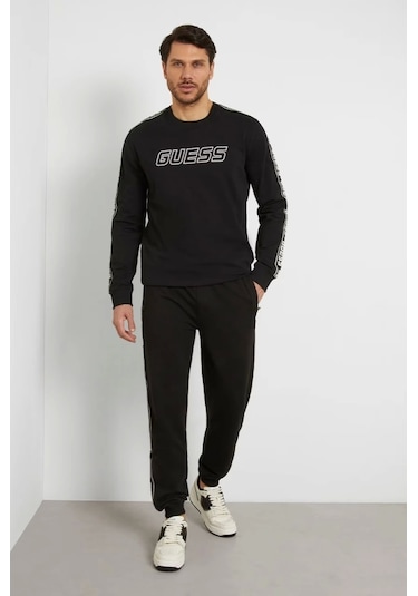 Guess Erkek Önde Logolu Sweatshirt Siyah