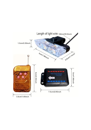 Xuweiwei 8 Adet 16led Kablosuz Uzaktan Kumandalı Sarı Araba Işıkları Kamyonlar Arabalar Vanlar İçin 12v Ön Gövde Lambaları