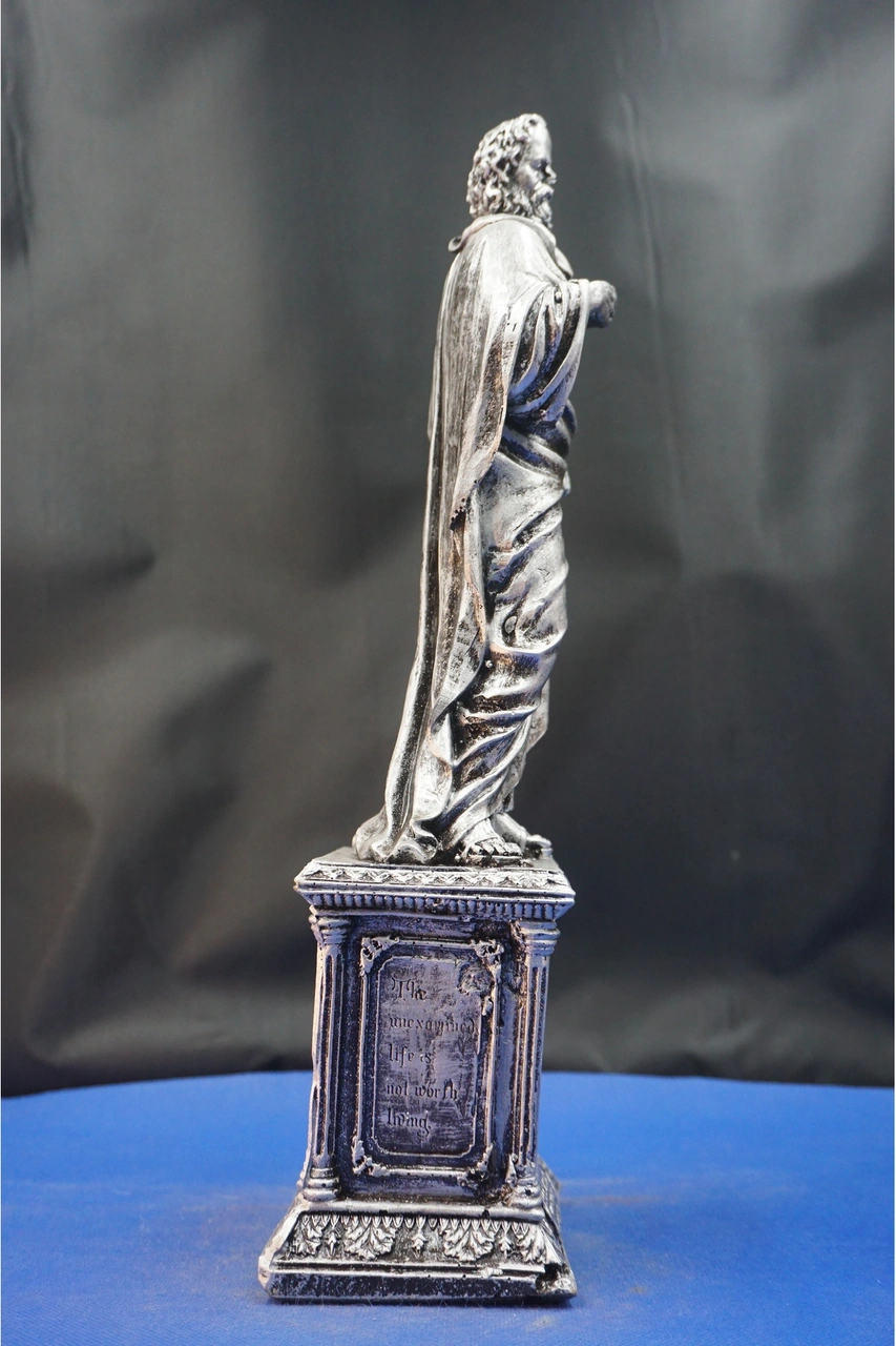 Atinalı Filozof Sokrates Heykel Biblo Bilgelik Ve Felsefenin Simgesi Hediyelik Aksesuar 35 Cm Gümüş