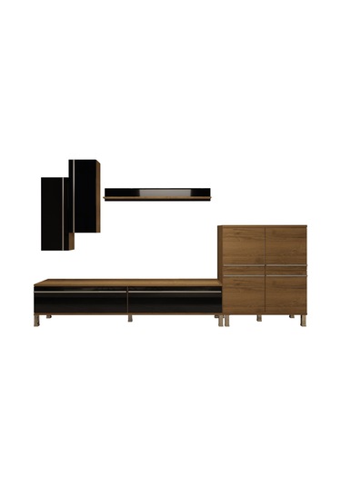 Decoraktiv Eko 6 Mdf Std Krom Ayaklı Tv Ünitesi Tv Sehpası Pera - Siyah