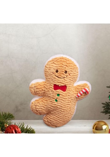 Suntek Yılbaşı Atma Yastığı Sevimli Yumuşak Doldurulmuş 40cm Kahverengi