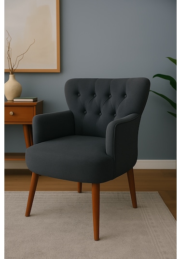 Roma Berjer - Modern Tekli Koltuk - Babyface Kumaş - Antrasit