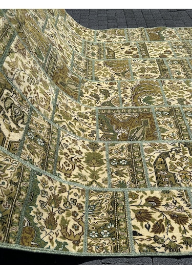 El Dokuma Bünyan Halısı Patchwork 185x260 Yeşil %100 Yün Halı Yeşil