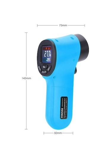 Hw550 Dijital Lcd Kızılötesi Termometre Temassız Lazer Endüstriyel Pirometre Sıcaklık Tabancası - Mavi