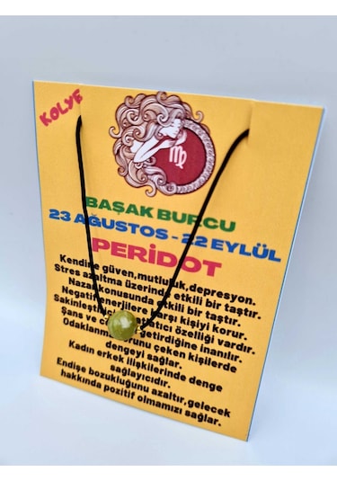 Sertifikalı Başak Burcu Peridot Taşı Doğal Taş Kolye Çok REnkli
