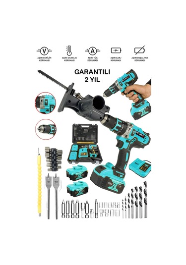 128 V 10 Bakır Sargı Darbeli Şarjlı Matkap Jig Testere Aparatı