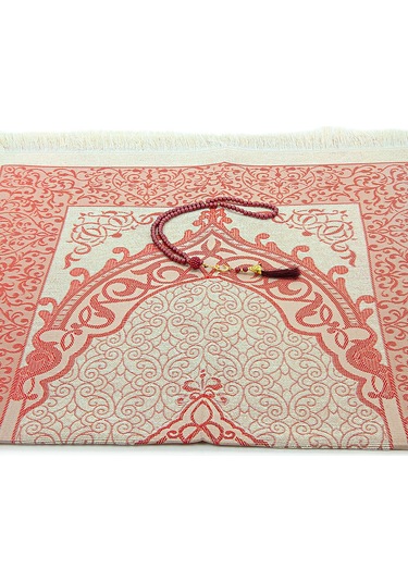 Hediyelik Şantuk Çantalı, Tesbihli, Çeyizlik Seccade Seti - Bordo Bordo