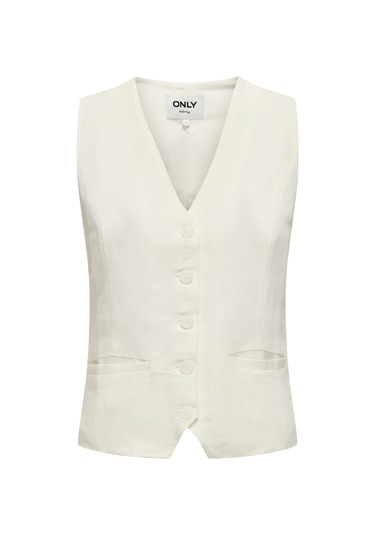 Only Onlwındy Lıfe S/l Lınen B Kırık Beyaz Kadın Yelek 000000000102263179 Beyaz