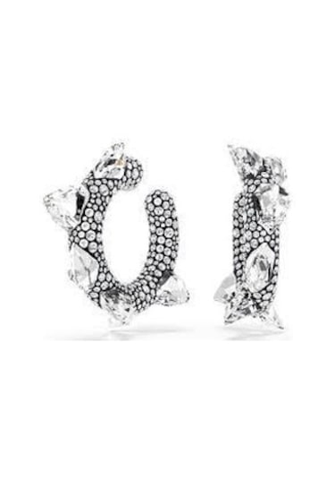 5723287 Sublima Hoop Earrings, Spike, White, Rhodium Plated Metalik