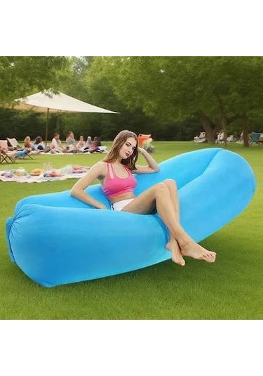 Willowhaven Siyah Taşınabilir Şişme Lounge Sandalye - Plaj Kamp Festival İçin Pratik Taşıma Çantası Siyah