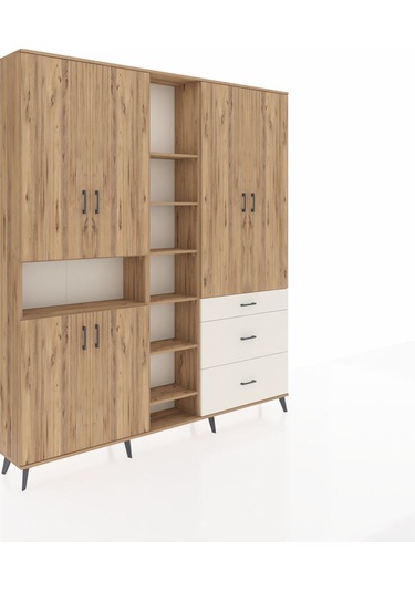 Arges Dolap 13 Raflı 3 Çekmeceli 6 Kapaklı 220x30x243 Çam-çam/aytaşı Atlas Çam/aytası