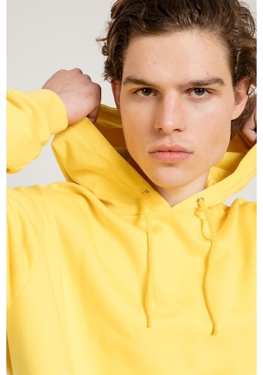 Jahr Marc Sarı Oversize Önü Cepli Kapüşonlu Sweatshirt Sarı