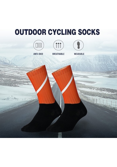 Lemestar Gece Bisikletçilik Ve Koşu İçin Yüksek Yansıtıcı Orta Bilek Çorabı - Antipatlama, Ter Emici, Nylon Spor Çorap Unisex Dh-31x