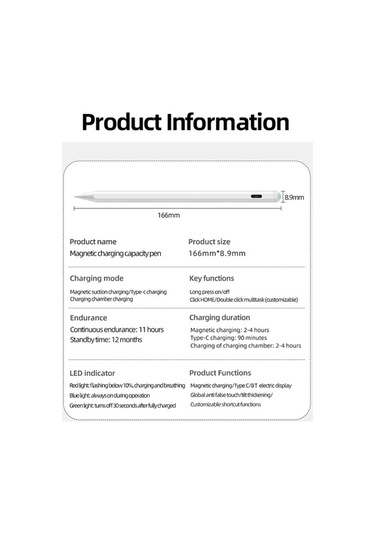 Pazly İpad Stylus Manyetik Şarjlı Type-c & Kablosuz, Gerçek Zamanlı Güç Çift Modlu