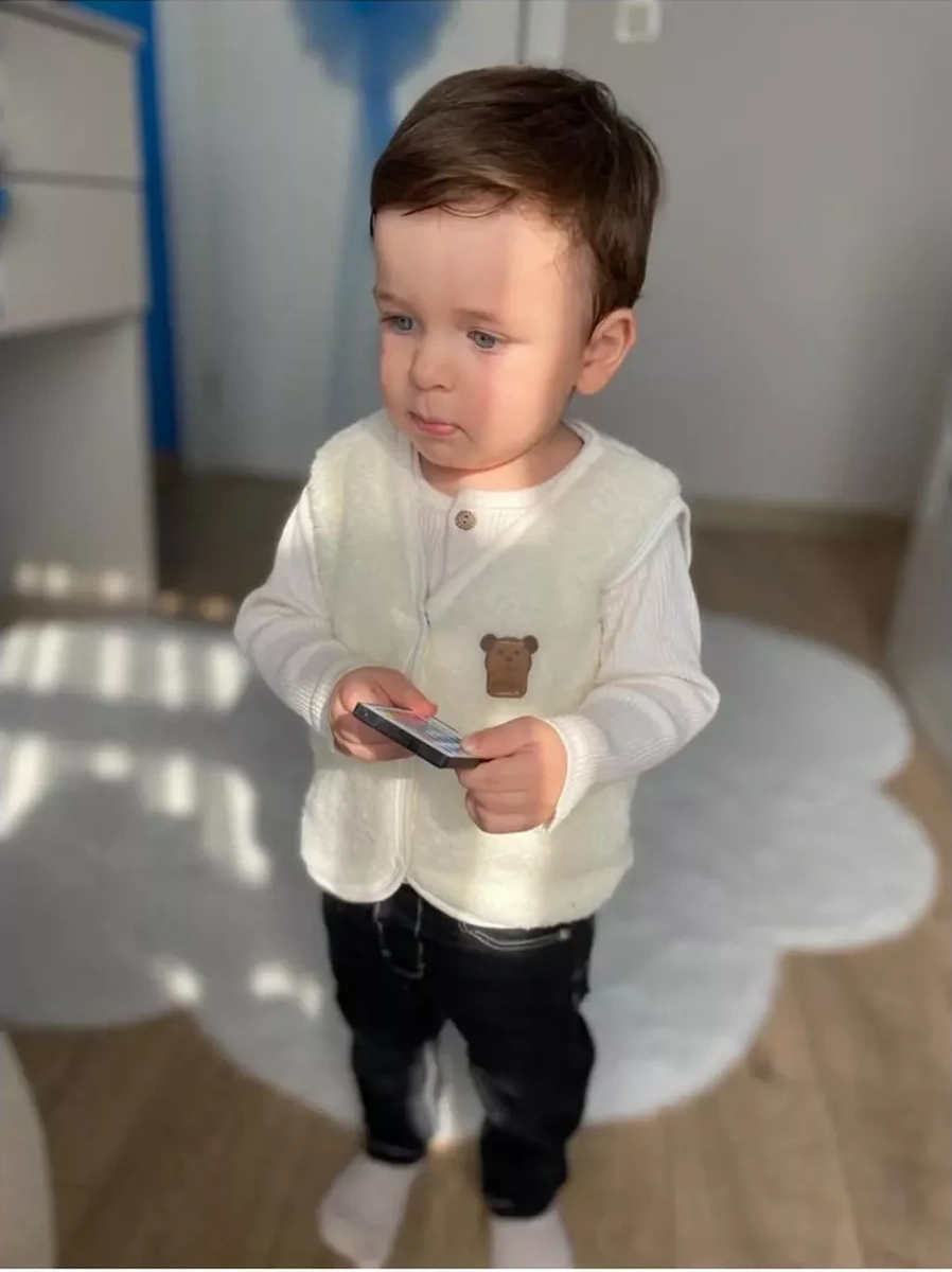 Ay Yıldız Çocuklar İçin Teddy Yelek Kolsuz 262192975 Beyaz