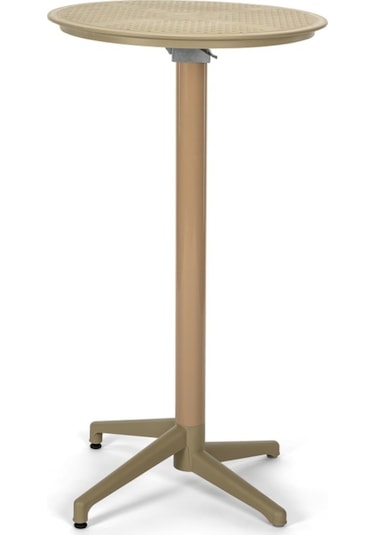 Bintaşmobilya Yuvarlak Beyaz Dış Mekan Bahçe Bar Masası Beyaz