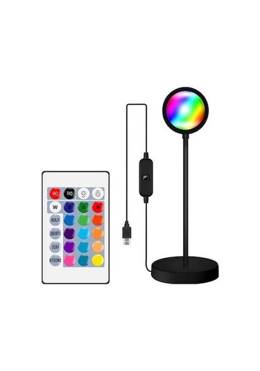 Novahub Rgb Gün Batımı Atmosfer Lambası 360 Derece Ayarlanabilir Projeksiyon Işığı Usb Romantik Led Gece Lambası Siyah Sıcak Beyaz