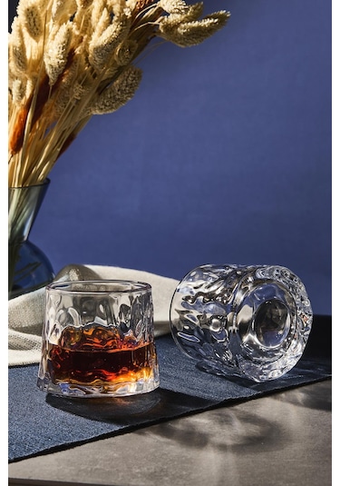 Greta Şeffaf 2'li 360 Derce Dönerli Viski Meşrubat Bardağı Japon Style 160ml