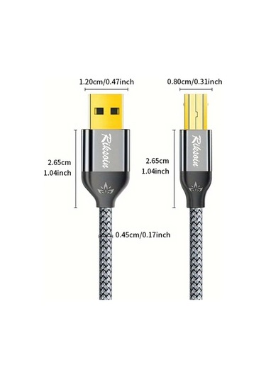 Dashanshop High-speed Usb 2.0 Yazıcı Kablosu Usb-a Usb-b 5m Nylon Örgülü Canon Brother