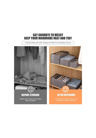Giysileri Düzenlemek İçin Bölmeli Katlanabilir Kumaş Saklama Kutusu Gri
