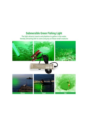 Symbee 12v 20w 120 Led Su Altı Balık Işığı, Yeşil Işık 5m Kablolu, Tuzlu & Tatlı Su Uyumlu, Gece Balıkçılığı İçin Sulu Ortamlar İçin Beyaz