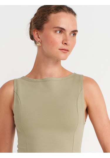 Dilvin 21001 Kayık Yaka Peplum Top-çağla Çağla