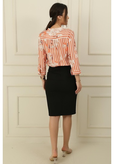 Diz Üstü Yırtmaçlı Etek-36163-siyah Siyah