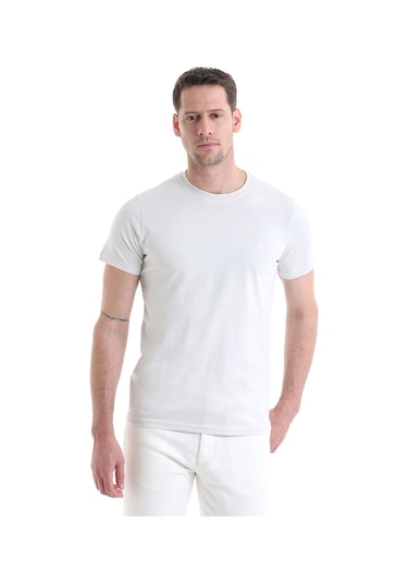 Hatemoğlu 35353022c003 A53 Regular Fit Pamuk Bisiklet Yaka Düz Erkek Tişört Ekru