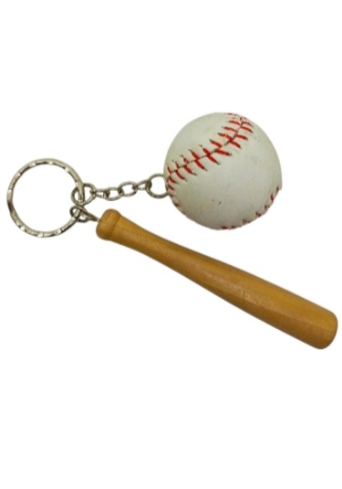 Mini Ahşap Beyzbol Sopası Ve Topu Anahtarlık