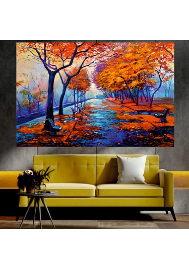 Sonbahar Manzaralı Sanatsal Dekoratif Duvar Tablosu