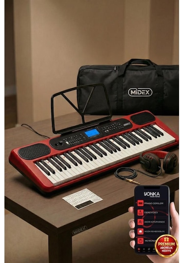 Midex Ps-5200rd-h Pro Org 61 Led Işıklı Tuş Hassasiyetli Bluetooth Midi Kulaklık