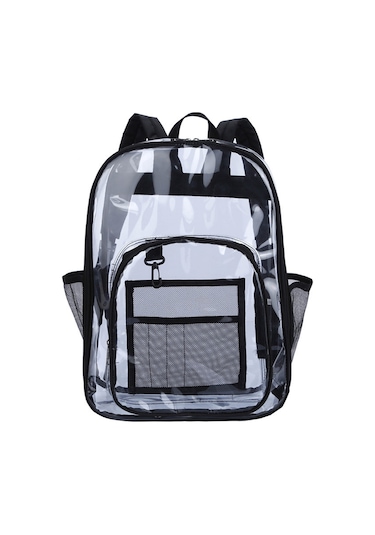 Ağır Hizmet Tipi Temizle Sırt Çantası Büyük Şeffaf Siyah Siyah