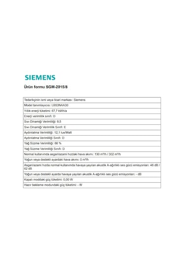 Siemens LB53NAA30 Gömme 121 W Aspiratör Inox