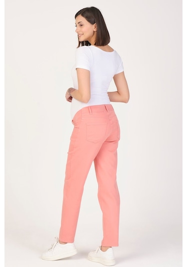 Busa Hamile Mom Fit Kot Pantolon Alt Karın Destekli Somon-somon
