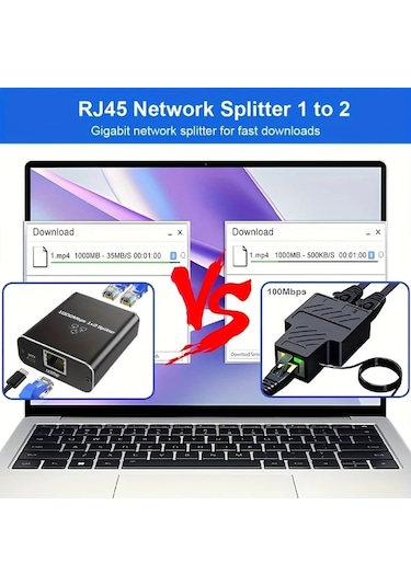 Elmpaly 1'e 2 Gigabit Ethernet Switch Usb-c Güç 1000mbps Rj45 İki Cihaz Bağlantı