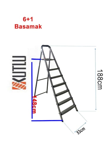 Kutlu Dayanıklı 6+1 Metal Basamaklı Merdiven