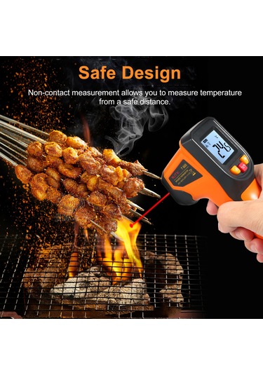 Moveevo Njty Kızılötesi Termometre Temassız Dijital Sıcaklık Tabancası -50 C 600 C -58 F 1112 F Endüstriyel, Mutfak Pişirme