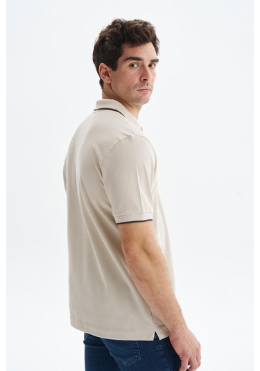 Arma Erkek Battal Büyük Beden Basic % 100 Pamuk Pike Polo Yaka Tişört Y29374870202 Bej