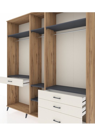 Hyperion Dolap 7 Raflı 4 Çekmeceli 3 Askılı 220x44x243 Çam-antrasit/aytaşı Antrasıt/aytası Hyperion Dolap 7 Raflı 4 Çekmeceli 3 Askılı 220x44x243 Çam-antrasit/aytaşı Antrasıt/aytası