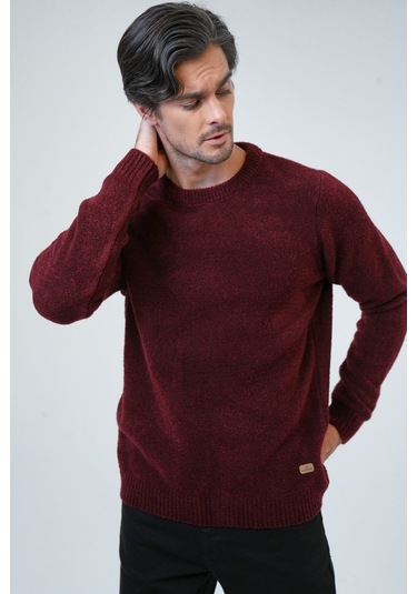 Bordo Regular Fit Bisiklet Yaka Triko Kazak-bordo Bordo