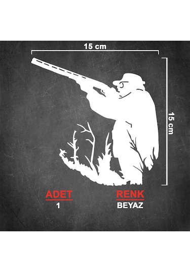 Avcı Sticker - Av Sticker - Hunter Sticker - 15cmx15cm - Beyaz