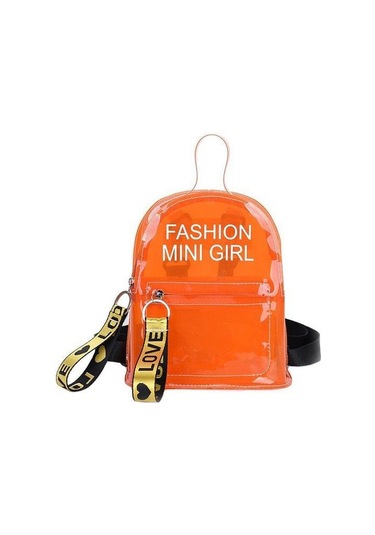 Kadın Sırt Çantaları Şeffaf Pvc Jöle Kadın Çantası Küçük Omuz Çantaları Genç Kızlar İçin Moda Rahat Sırt Çantası Orange Turuncu