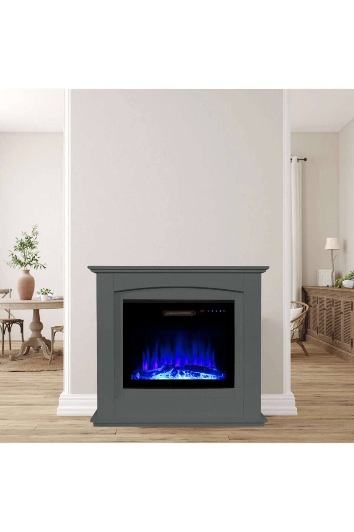 Tektes 125 CM Antrasit Kasalı 8 Renkli Alev Sesli Bluetoothlu Wifi Uygulamalı Elektrikli Şömine