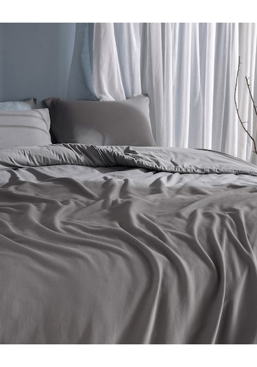 Marly Tek Kişilik %100 Pamuk Penye Lastikli Nevresim Takımı - Gri 8684427198940 Gri