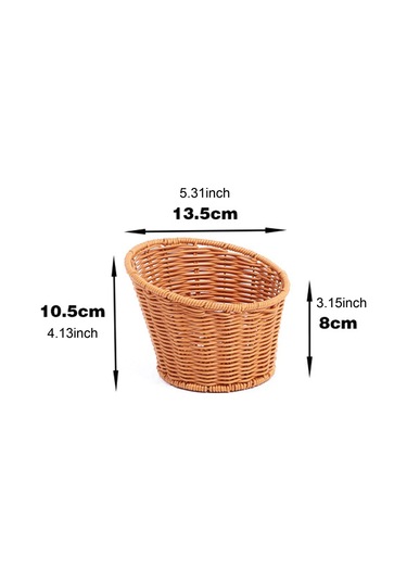 Homyl Dokuma Yuvarlak Sepet Atıştırmalıkları Tepsisi 13.5x10.5x8cm Kahverengi