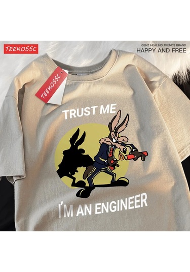 Teekossc Güven Bana Ben Bir Mühendis T-shirt - Erkek Kadın Hip Hop Gevşek Kısa Kollu Streetweargreen Green