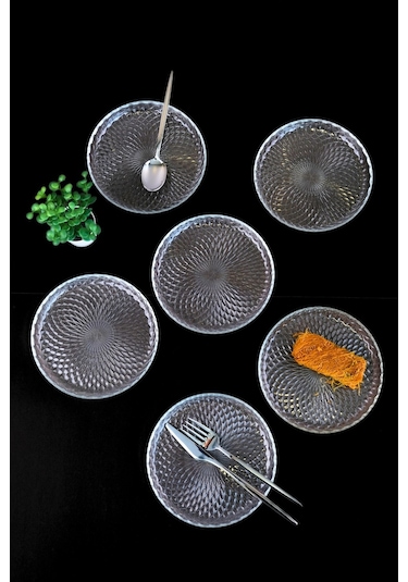 Tabak Evi Aden Sensu Cam Pasta Tabağı 16cm Sade 6 Lı 2492 Şeffaf