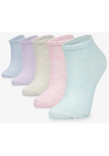Bolero 5'li Soft Renkli Yazlık Düz Kadın Patik Çorap Çok Renkli